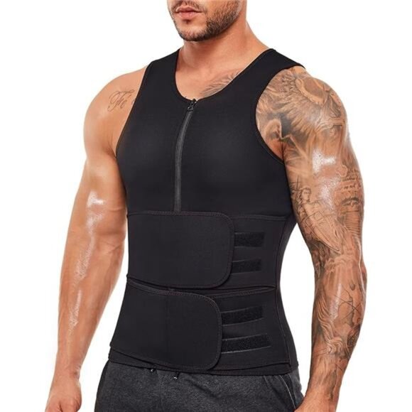 Sauna Suit for Men Waist Trainer Neoprene Sweat Vest with Adjustable Waist Belt - Picture 7 of 7